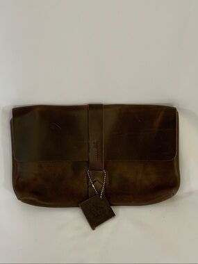 Leather Clutch Bag in Dark Brown - Unbranded